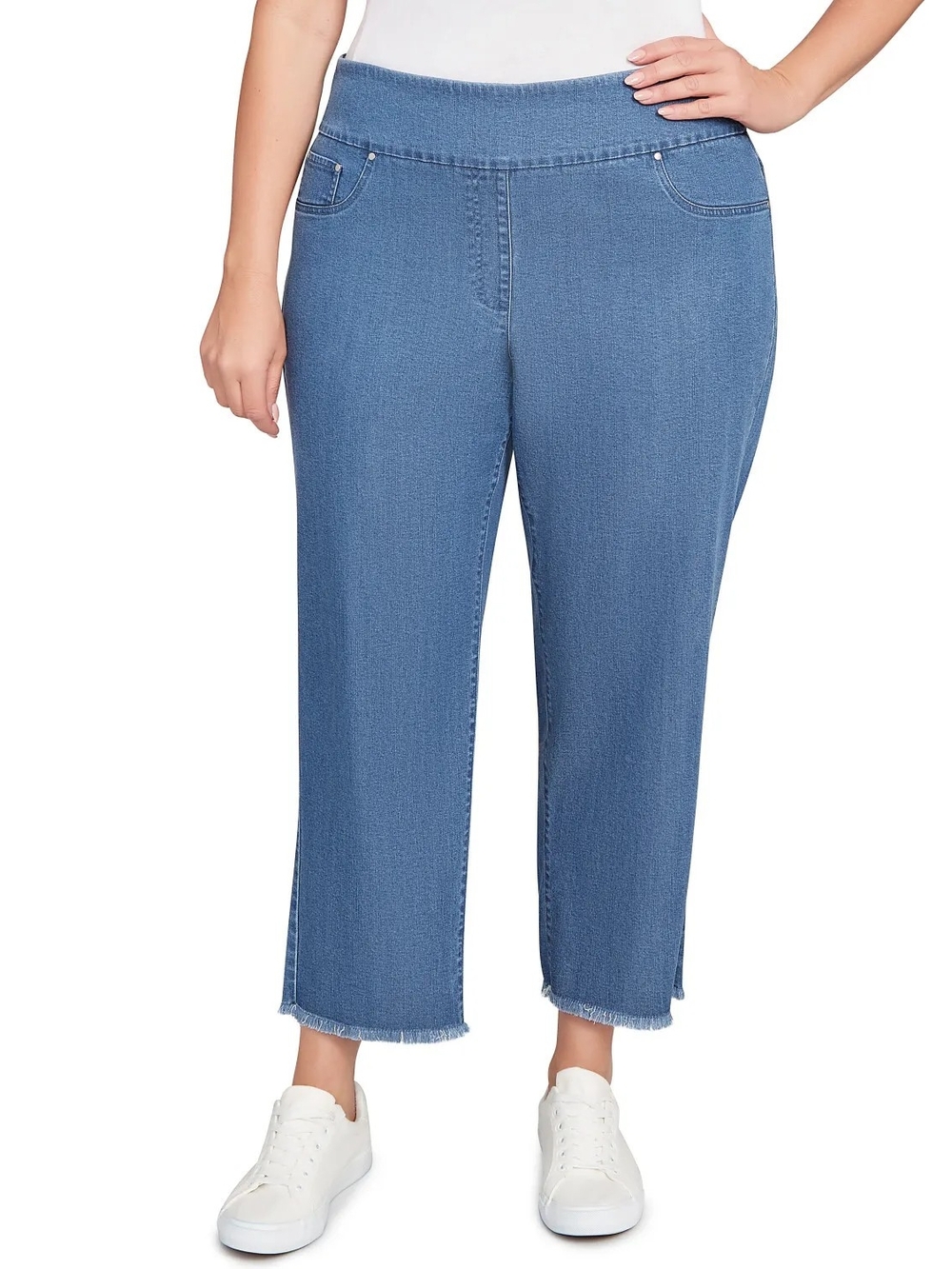 Ruby Rd. Light Blue Pull-On Cropped Straight Jeans
